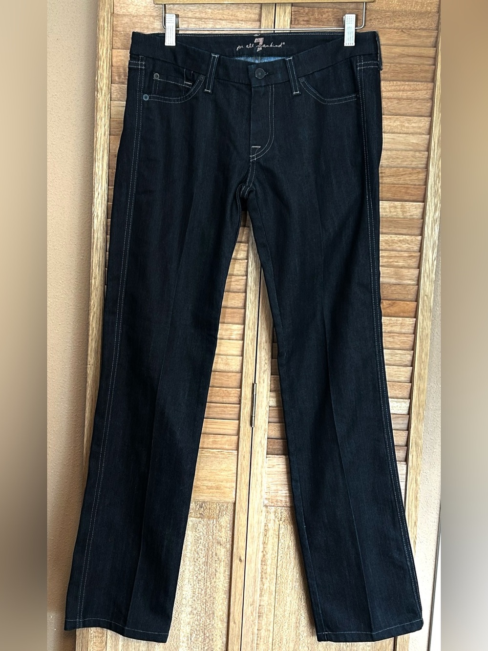 7 For All Mankind Size 29 Manchester Kate straight leg lowrise dark blue jeans